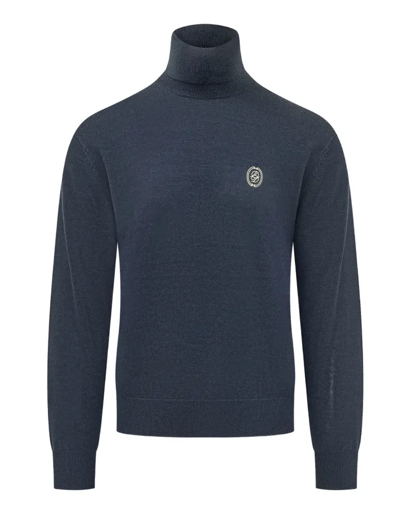 Drôle de Monsieur logo-patch roll-neck sweater - Blau Blau
