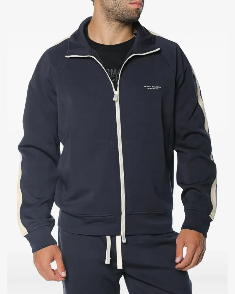 Armani Exchange side-stripe raglan-sleeve sweater - Blau Blau