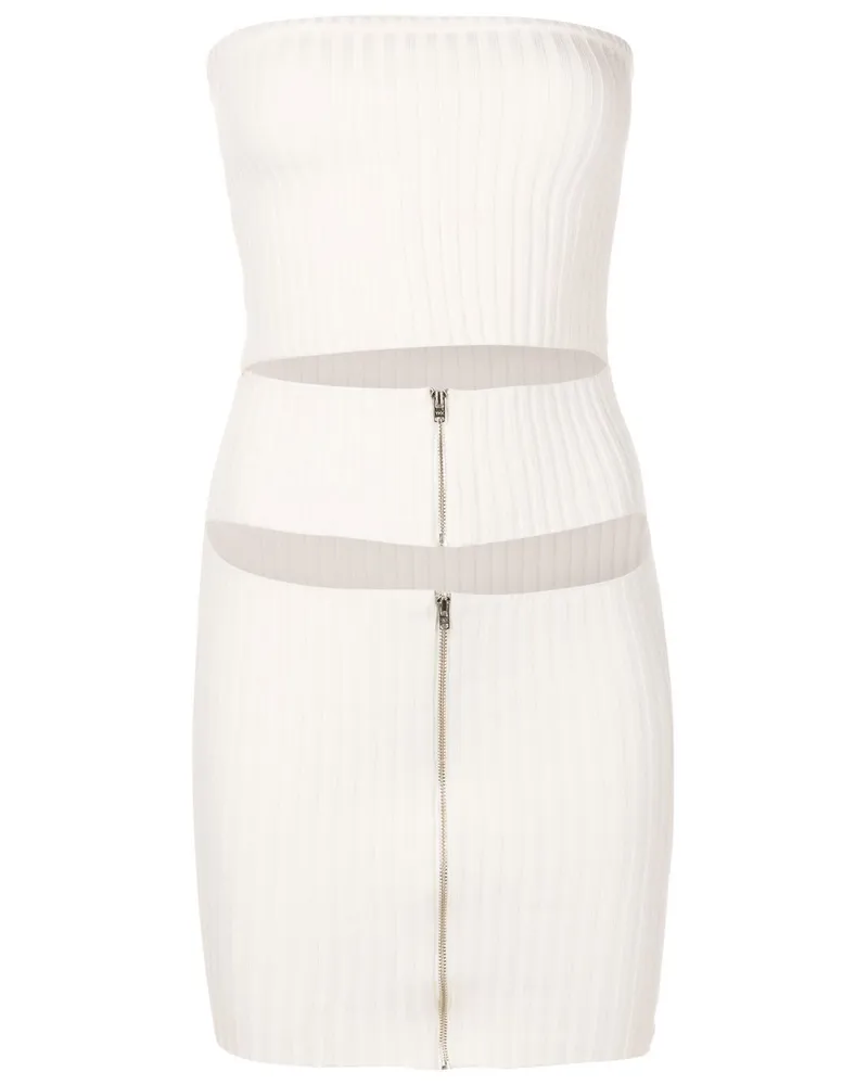 Gloria Coelho Geripptes Kleid mit Cut-Outs - Weiß Weiß