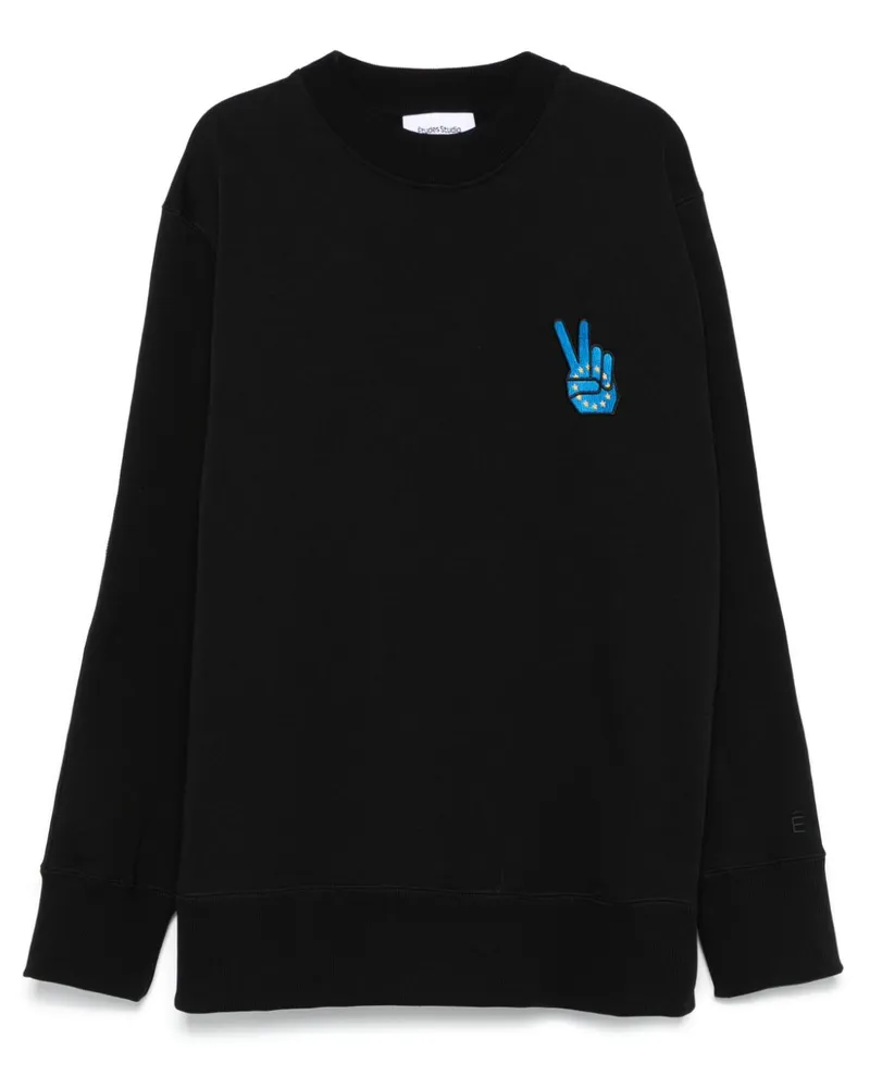 Études Studio Sweatshirt mit Friedenszeichen-Stickerei - Schwarz Schwarz