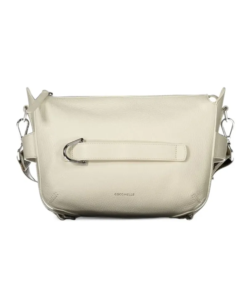 Coccinelle logo-strap leather clutch bag - Weiß Weiß