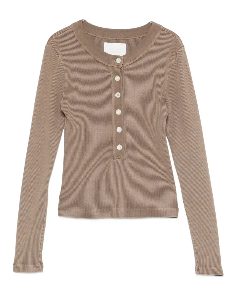 Citizens of humanity Varra Henley ribbed-knit top - Braun Braun