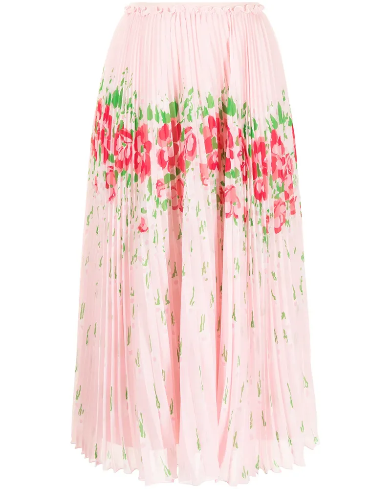 RED Valentino Plissierter Midirock mit Blumen-Print - Rosa Rosa