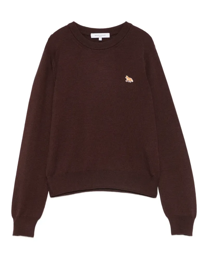 Kitsuné Rundhals-Pullover mit Fuchs-Patch - Braun Braun