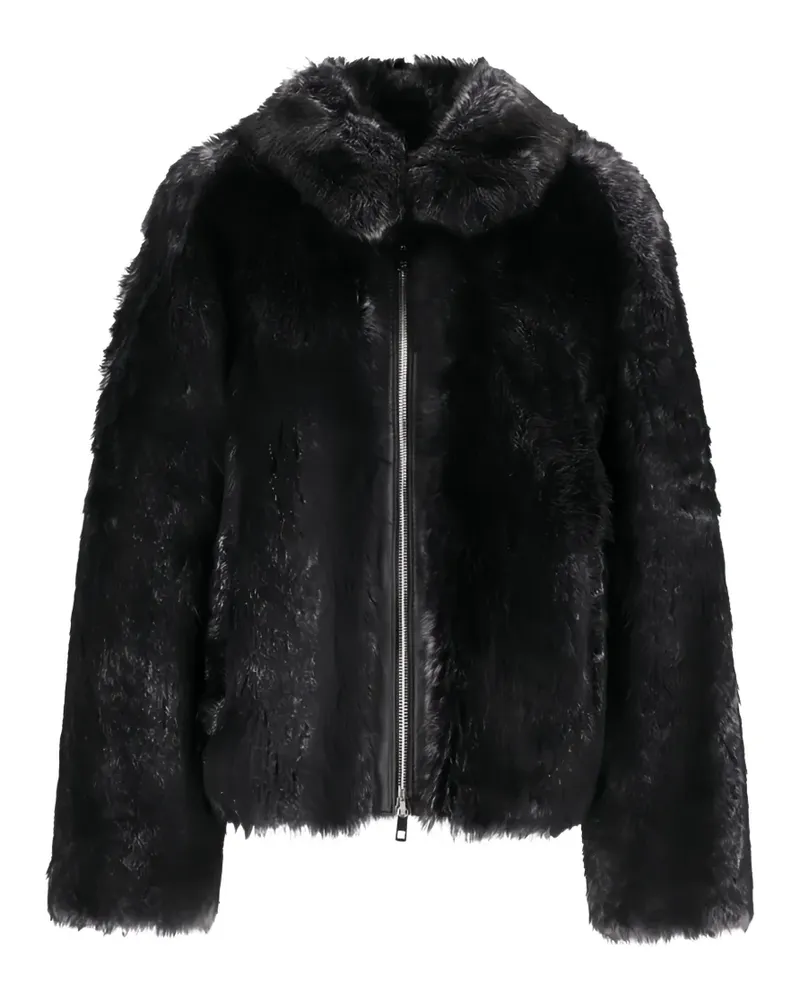 DESA K15182 Shearling-Jacke mit Stehkragen - Schwarz Schwarz
