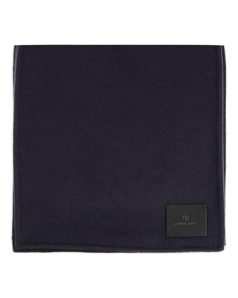 Anine Bing Schal mit Logo-Patch - Blau Blau