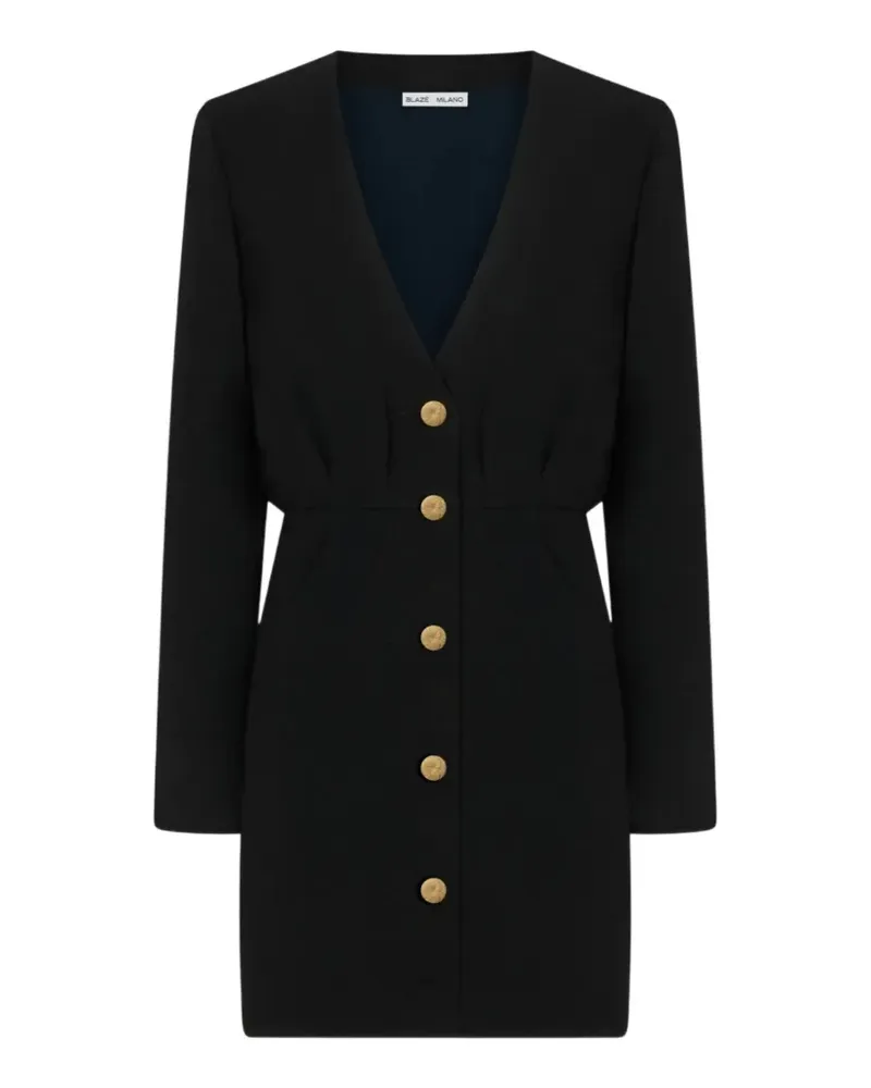 Blazé Milano Luna Black Friesian Kleid mit V-Ausschnitt - Schwarz Schwarz