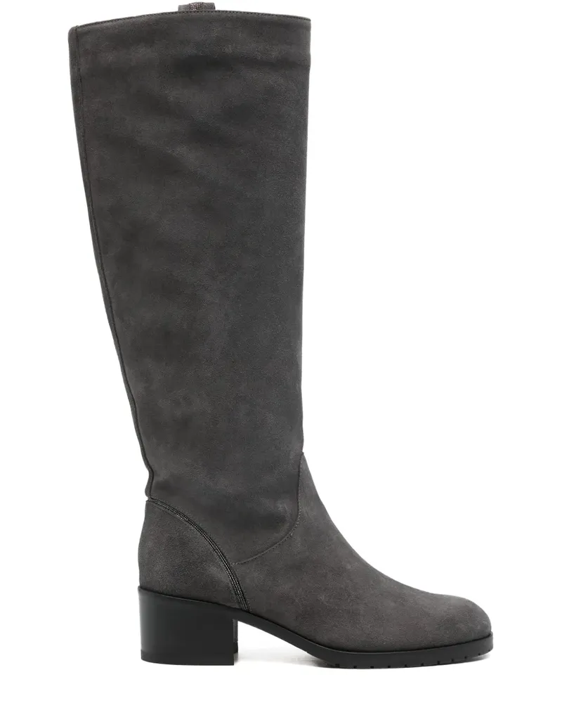 Doucal´s suede 50mm block-heel boots - Grau Grau