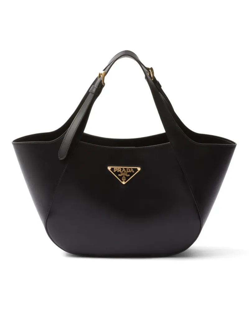 Prada Mittelgroßer Shopper mit Triangel-Logo - Schwarz Schwarz