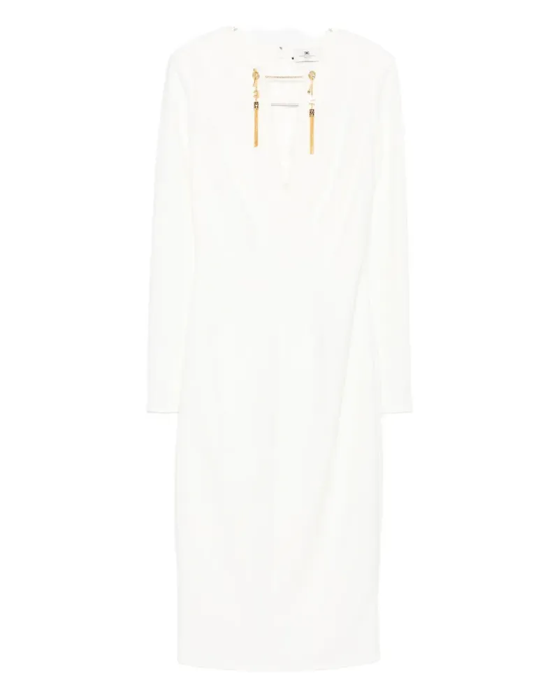 Elisabetta Franchi tassel-embellished v-neck dress - Weiß Weiß