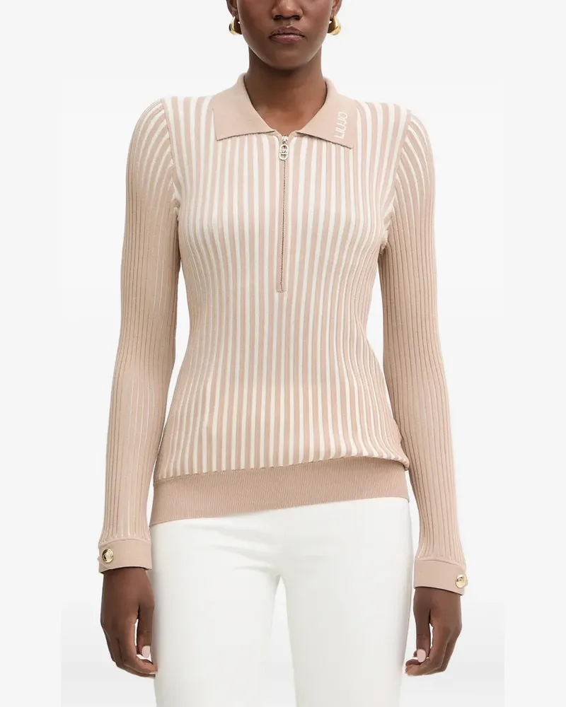 Liu Jo striped polo top - Nude Nude
