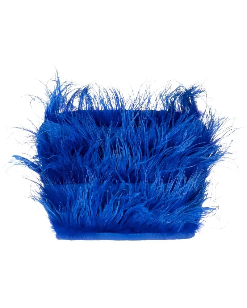 Patrizia Pepe Cropped-Top mit Federn - Blau Blau