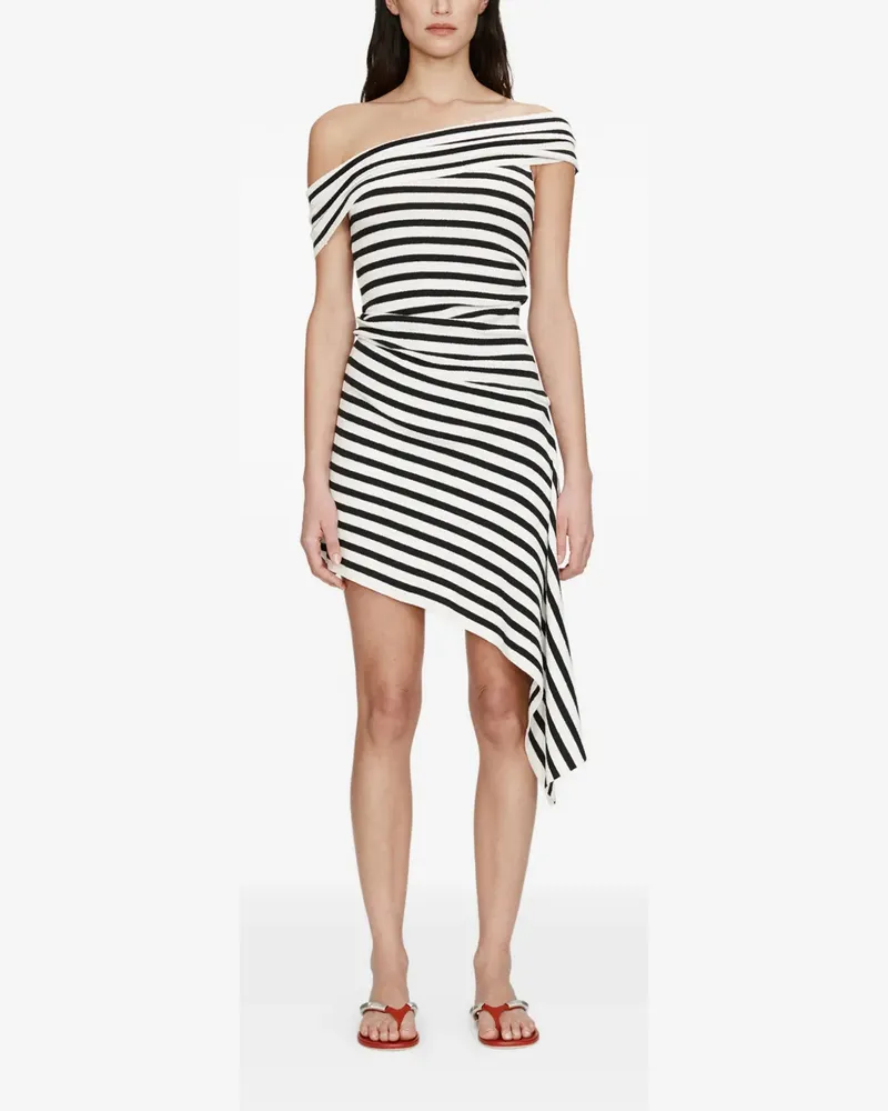 Christopher Esber Stripe Knit Extension Drape Minikleid - Weiß Weiß
