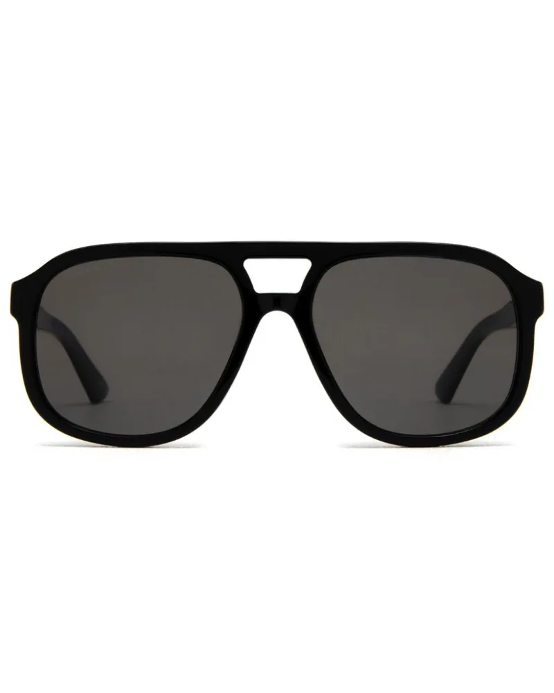 Gucci Pilotenbrille mit Logo-Schild - Schwarz Schwarz