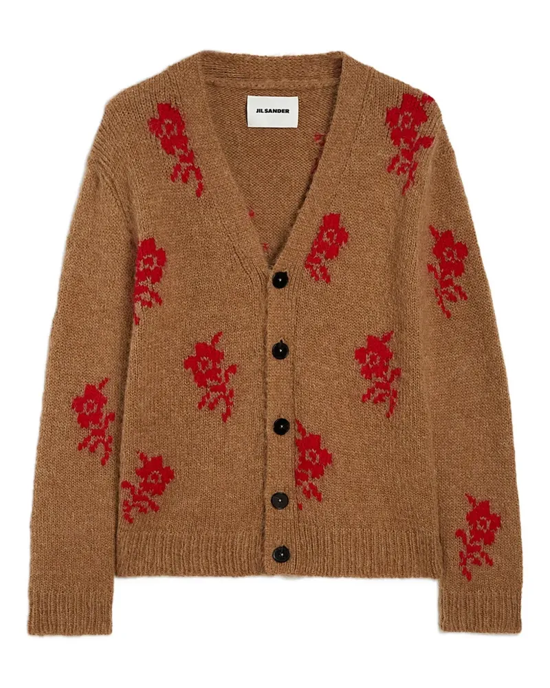Jil Sander Cardigan mit Blumenintarsie - Braun Braun