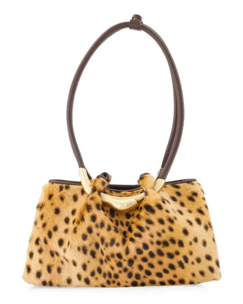 Cult Gaia Mombasa Schultertasche mit Leopardenprint - Nude Nude