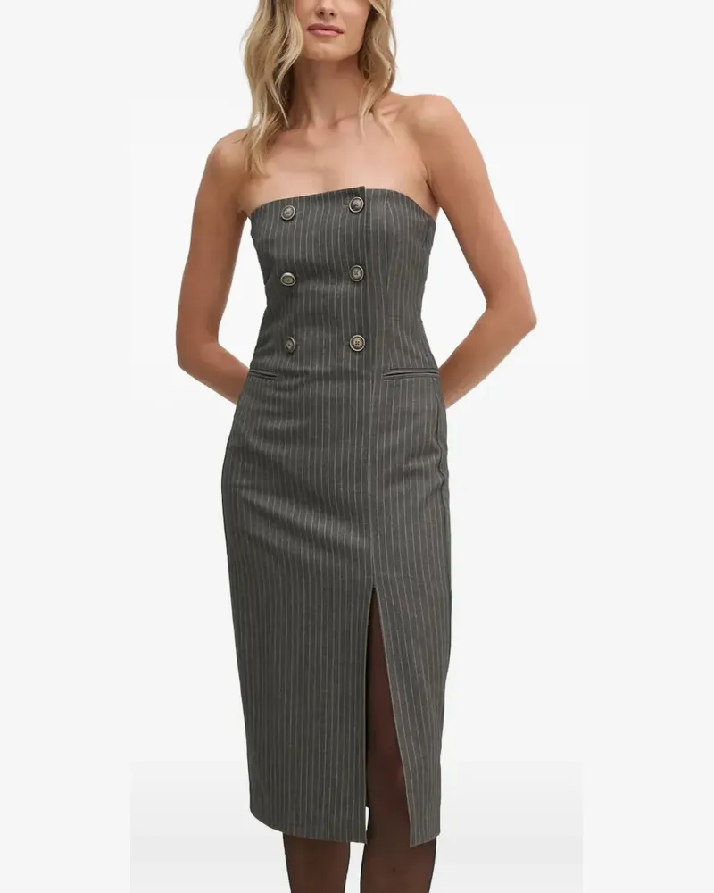 Sisley pinstriped strapless midi dress - Grau Grau