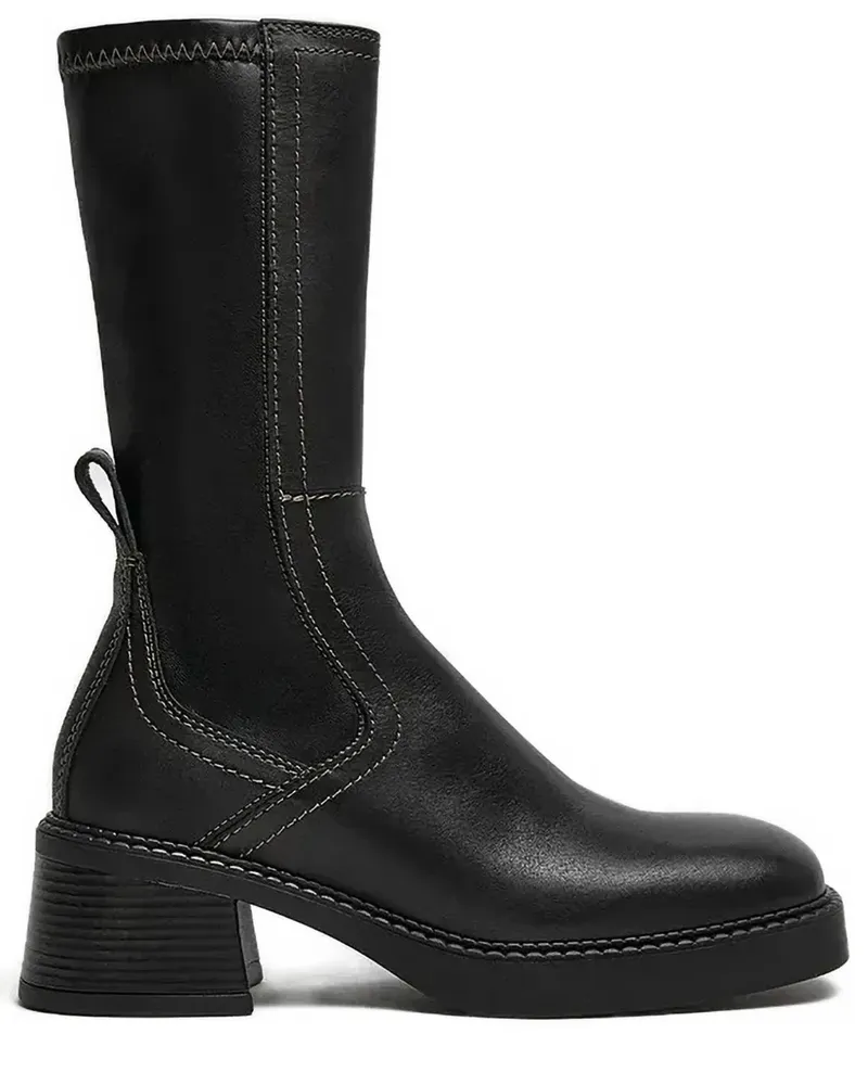 Miista Viken Stiefel mit Ziernähten 60mm - Schwarz Schwarz