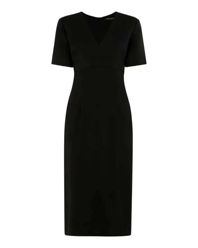 Roberto Cavalli V-neck short-sleeve midi dress - Schwarz Schwarz