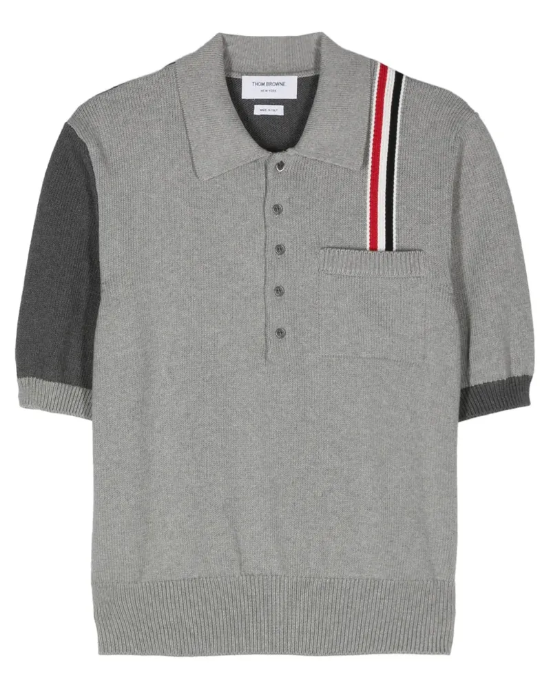 Thom Browne Gestricktes Poloshirt mit Streifen - Grau Grau