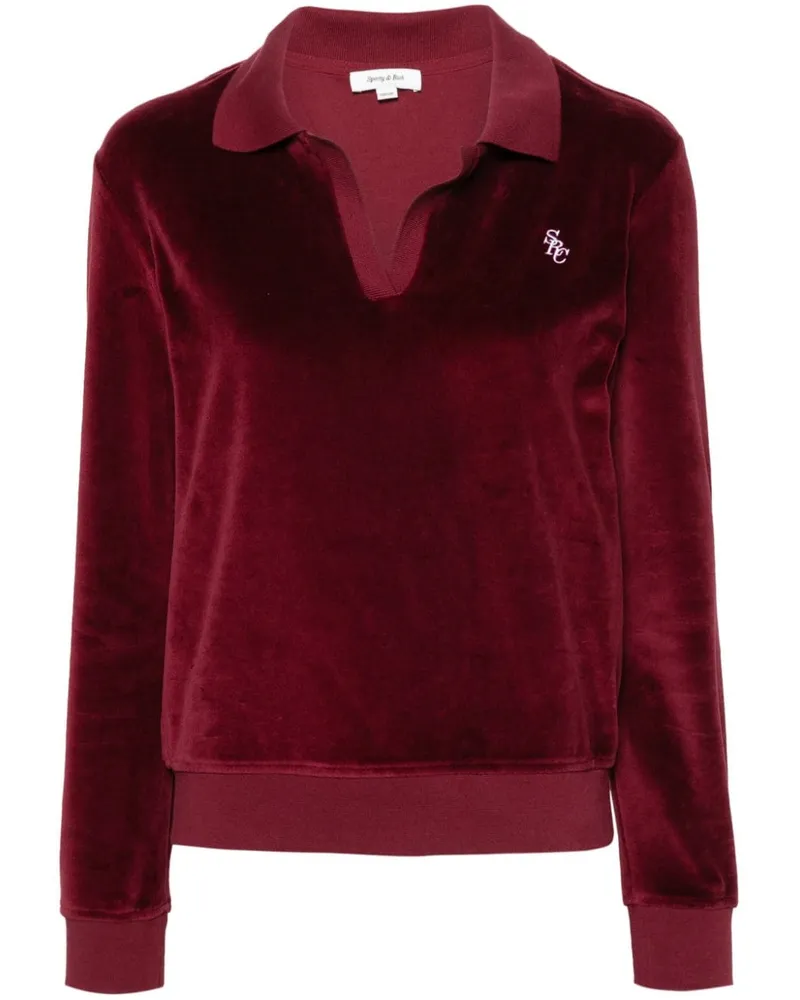 SPORTY & RICH SRC Poloshirt aus Velours - Rot Rot