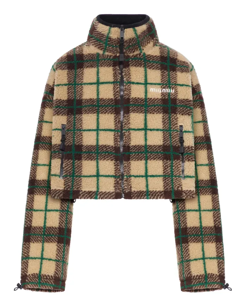 Miu Miu checked zip jacket - Nude Nude