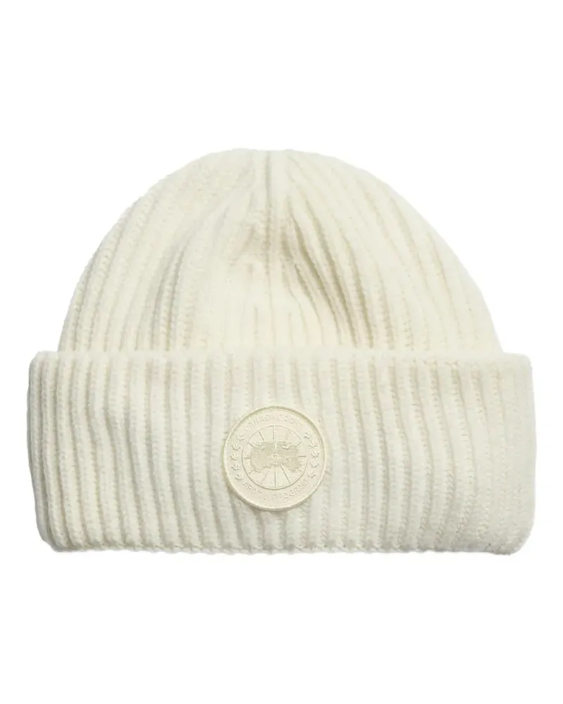 Canada Goose Gerippte Beanie mit Logo-Patch - Nude Nude