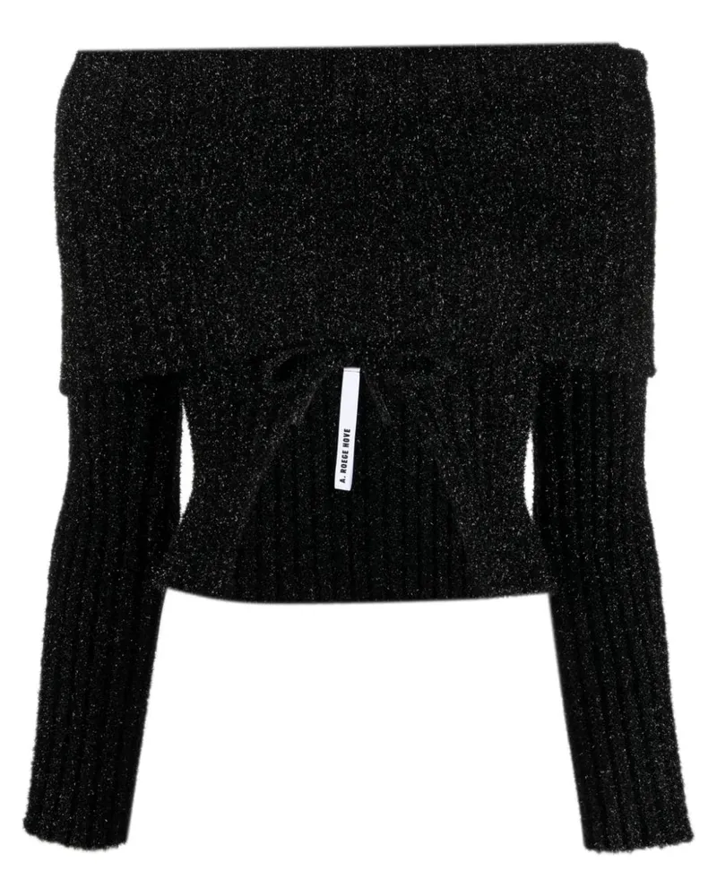 A. ROEGE HOVE Gerippter Pullover mit Cut-Outs Schwarz