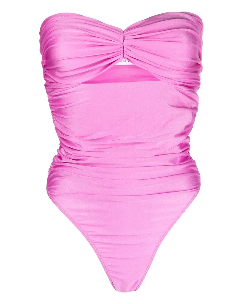 Amen Schulterfreier Badeanzug mit Raffungen - Rosa Rosa