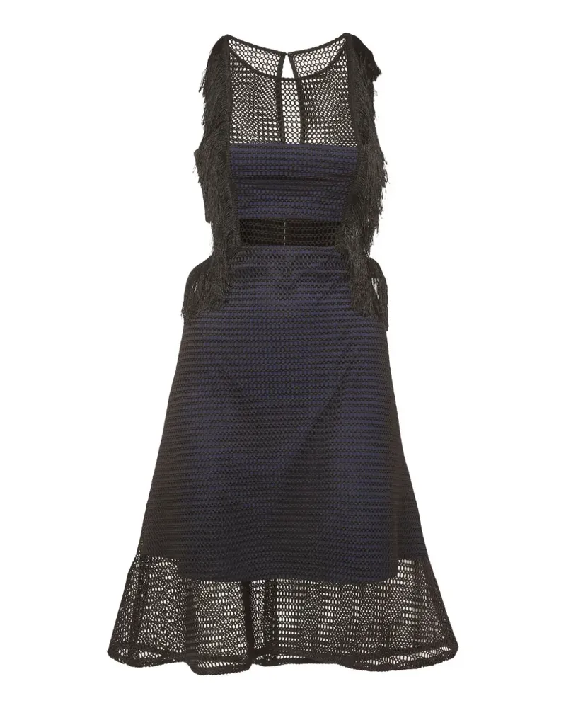 Self-Portrait mesh fringe midi dress - Schwarz Schwarz