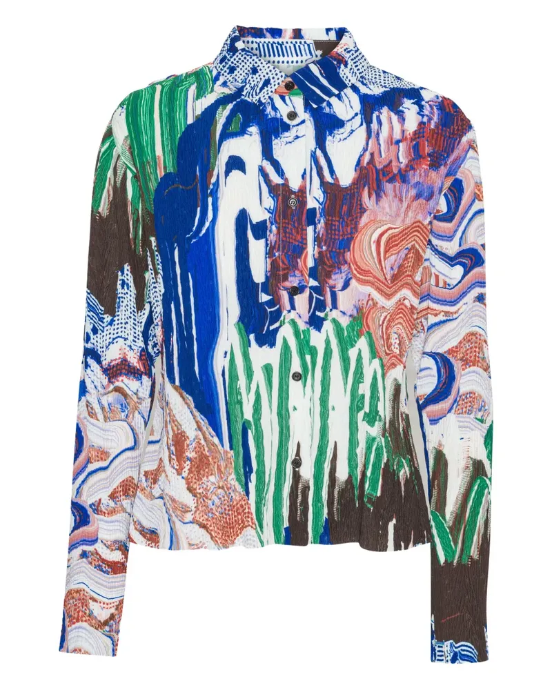 Henrik Vibskov Slope Hemd mit abstraktem Print - Blau Blau