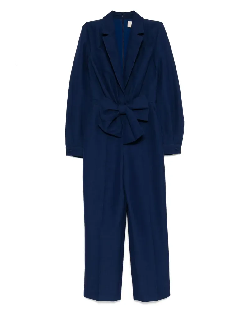 Elie Saab Seiden-Jumpsuit mit Schleifendetail - Blau Blau