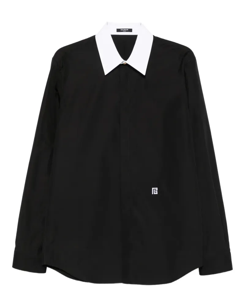 Balmain Hemd mit Kontrastkragen - Schwarz Schwarz