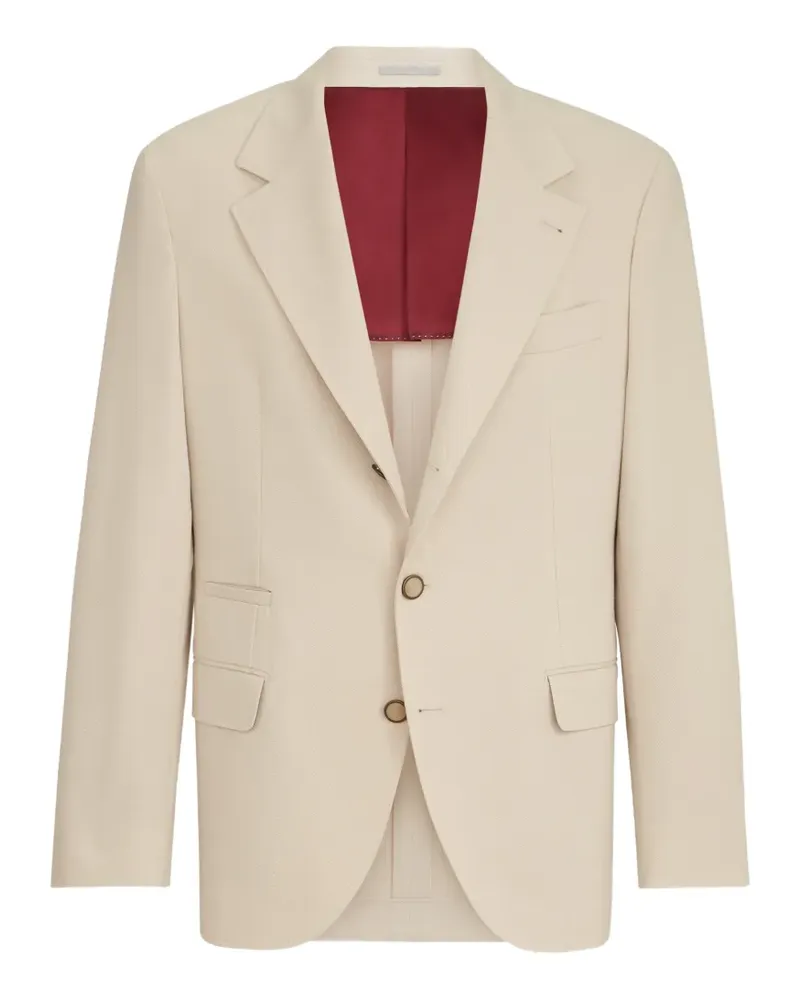Brunello Cucinelli cotton and virgin wool gabardine deconstructed blazer - Nude Nude