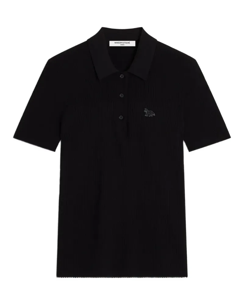 Kitsuné ribbed logo polo shirt - Schwarz Schwarz