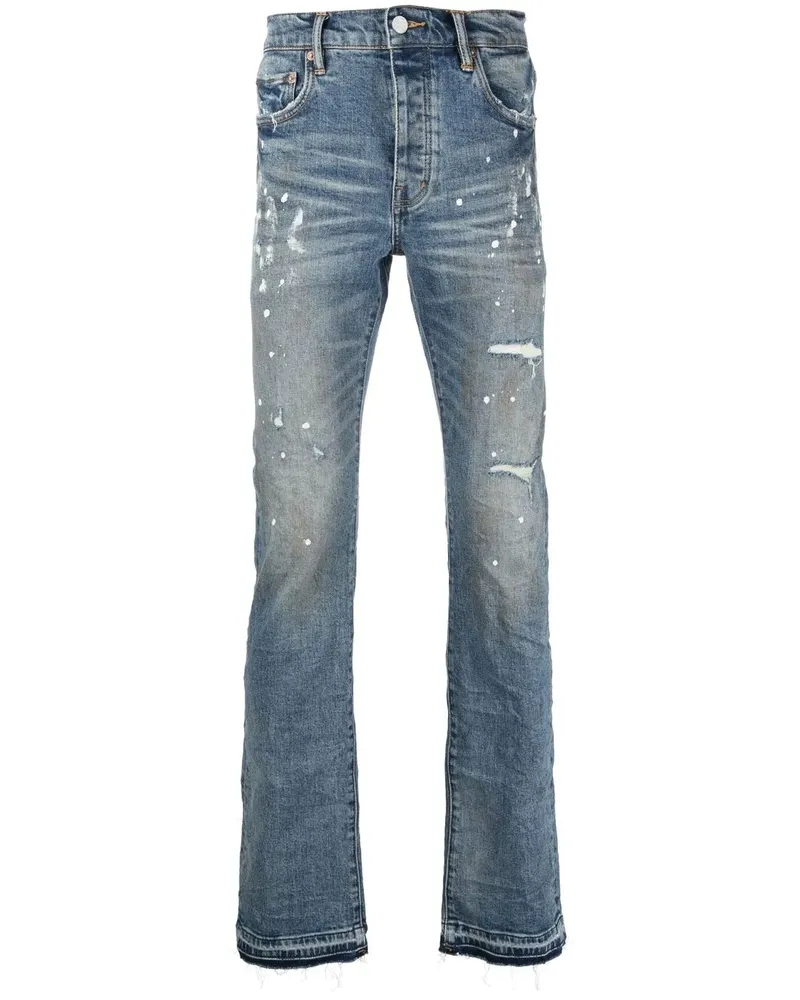 PURPLE BRAND Jeans mit Farbklecks-Print - Blau Blau