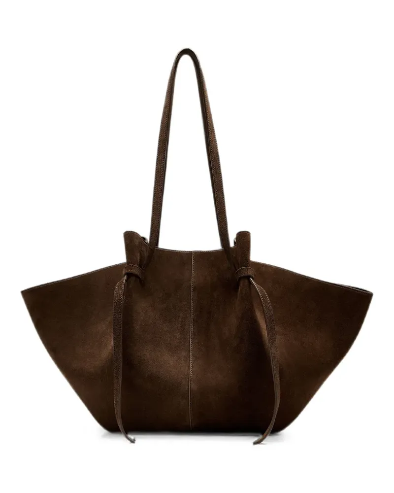 YUZEFI Mochi tie-detail suede tote bag - Braun Braun