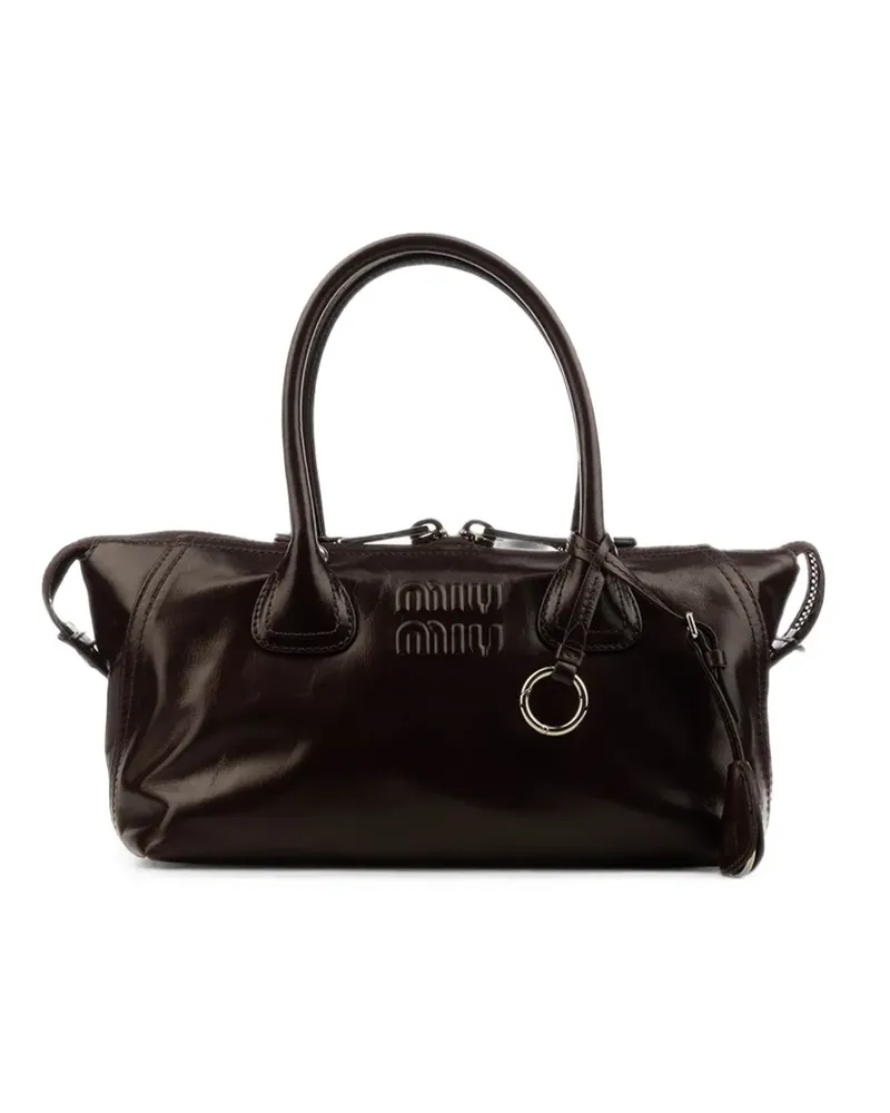 Miu Miu logo-embossed leather tote bag - Braun Braun