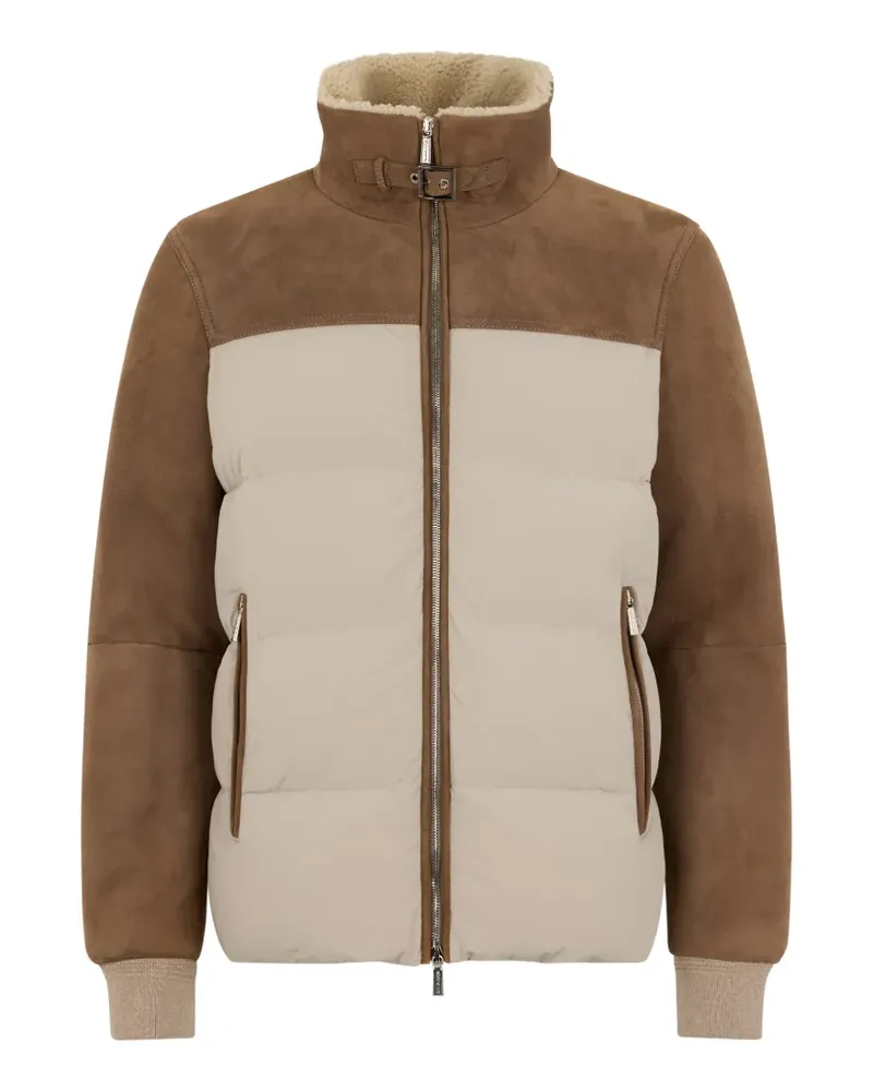 MOORER shearling panelled bomber jacket - Nude Nude