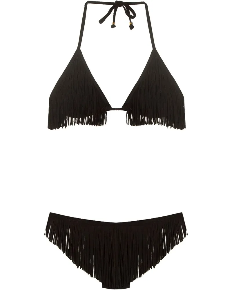 Amir Slama fringed halterneck bikini set - Schwarz Schwarz