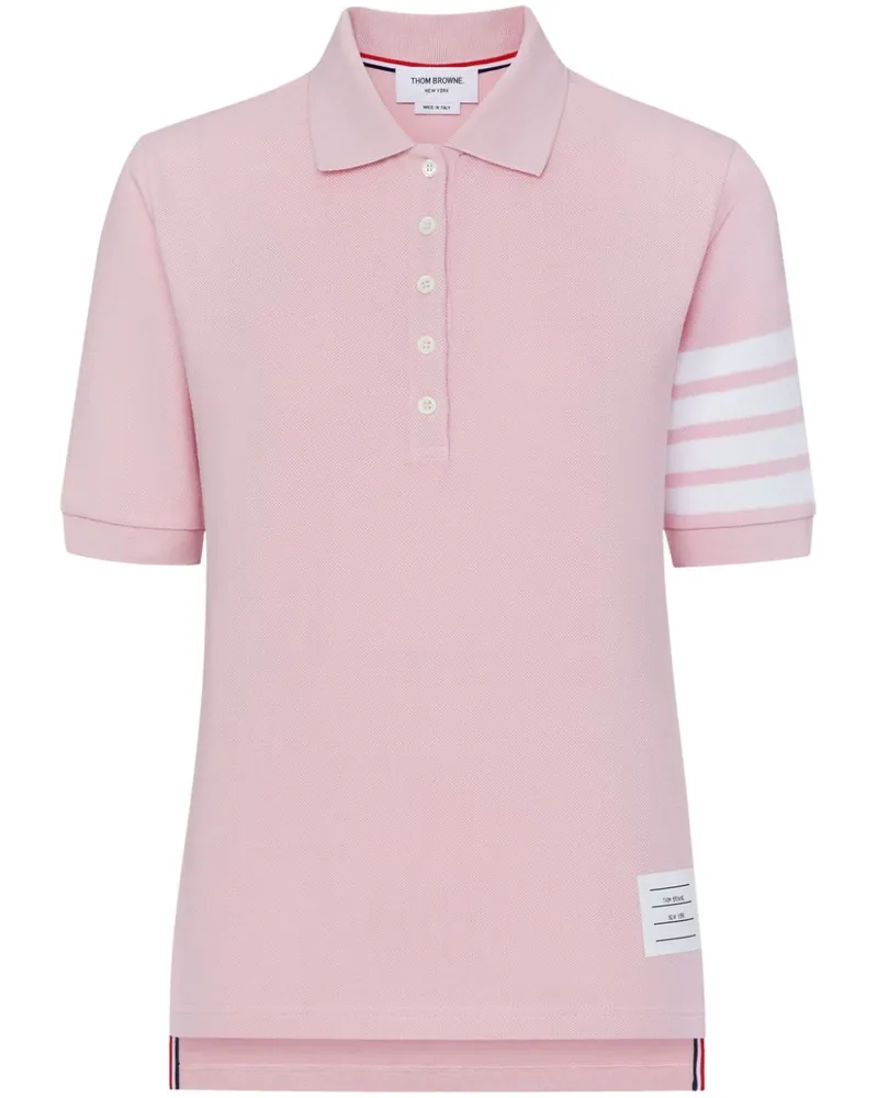 Thom Browne Piqué-Poloshirt mit 4-Streifen-Logo - Rosa Rosa