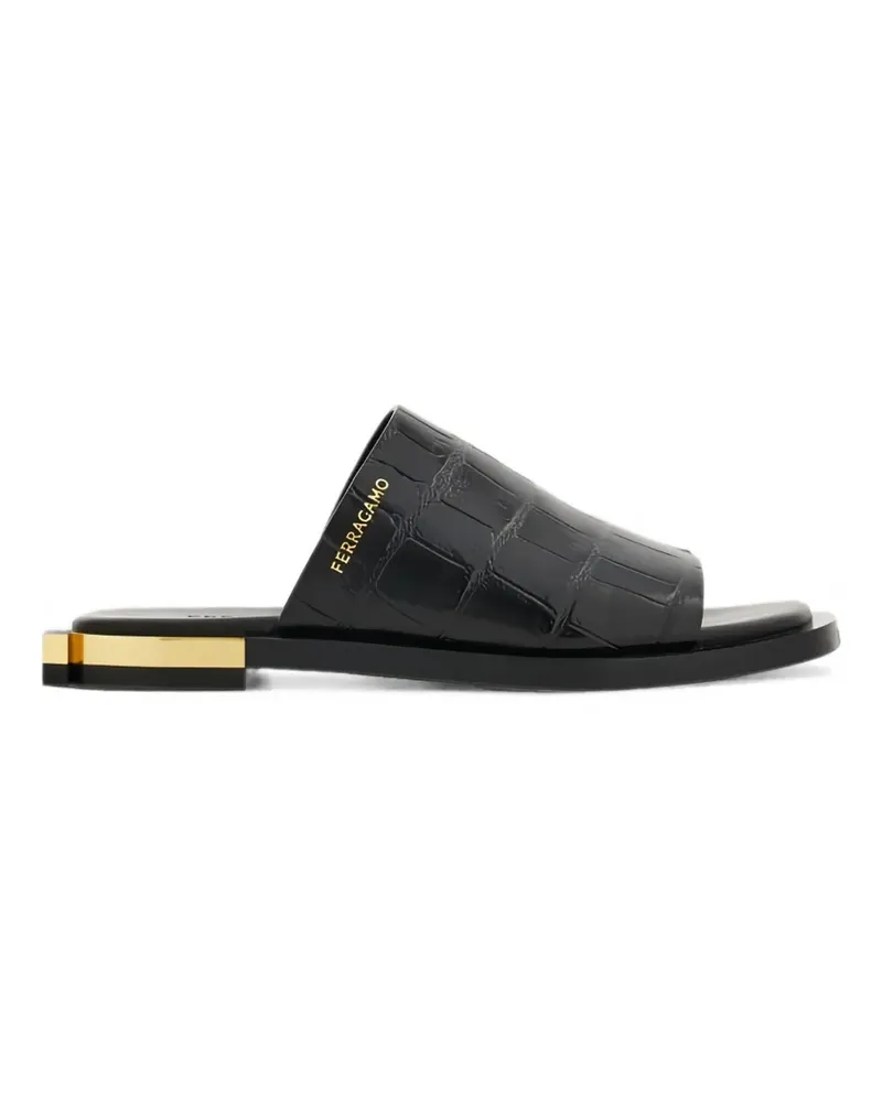 Ferragamo Sandalen mit Kroko-Effekt - Schwarz Schwarz