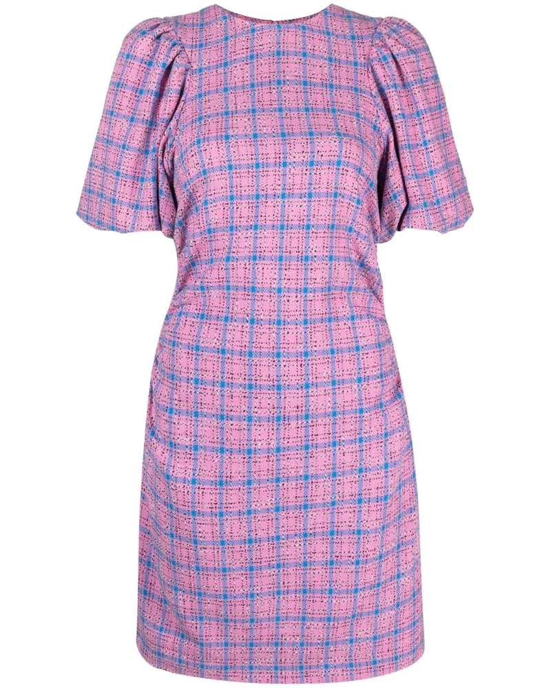 Ganni Minikleid mit Karomuster - Rosa Rosa