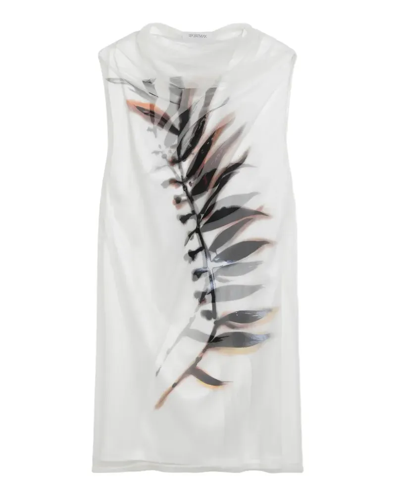 SPORTMAX Mela leaf-print sleeveless mini dress - Weiß Weiß