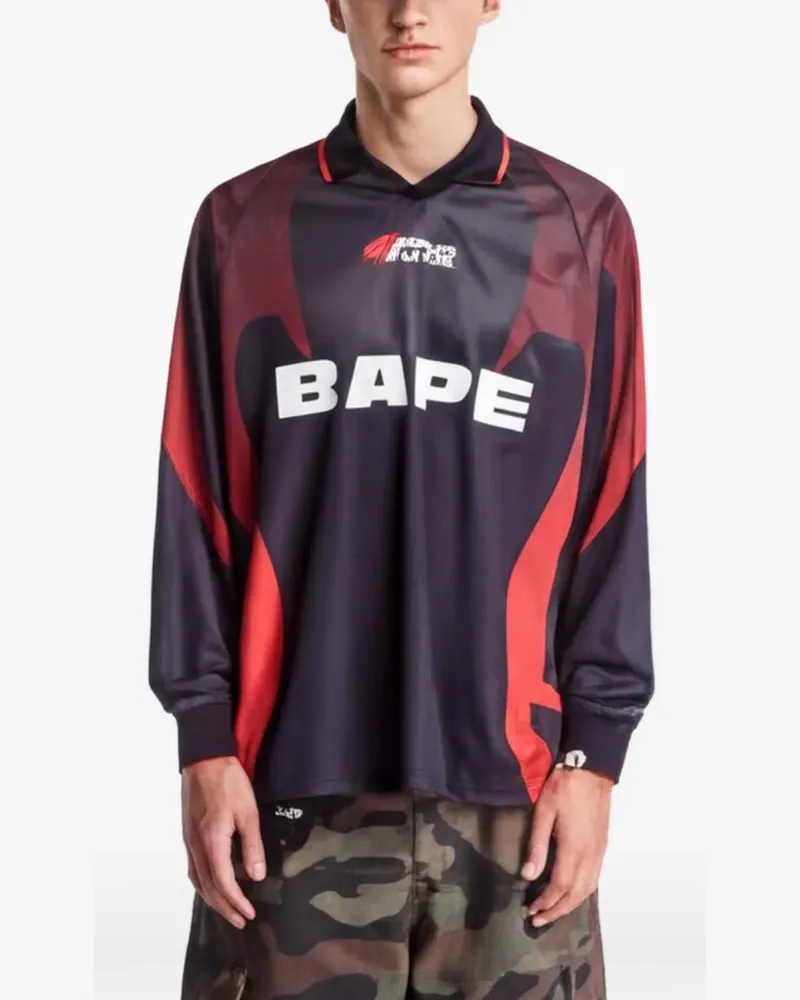BAPE Ape Flame Fußballtrikot aus Monogramm-Jacquard - Schwarz Schwarz