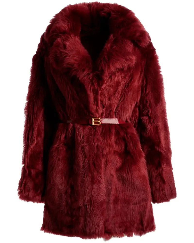 Bally Faux Fur-Mantel mit Gürtel - Rot Rot