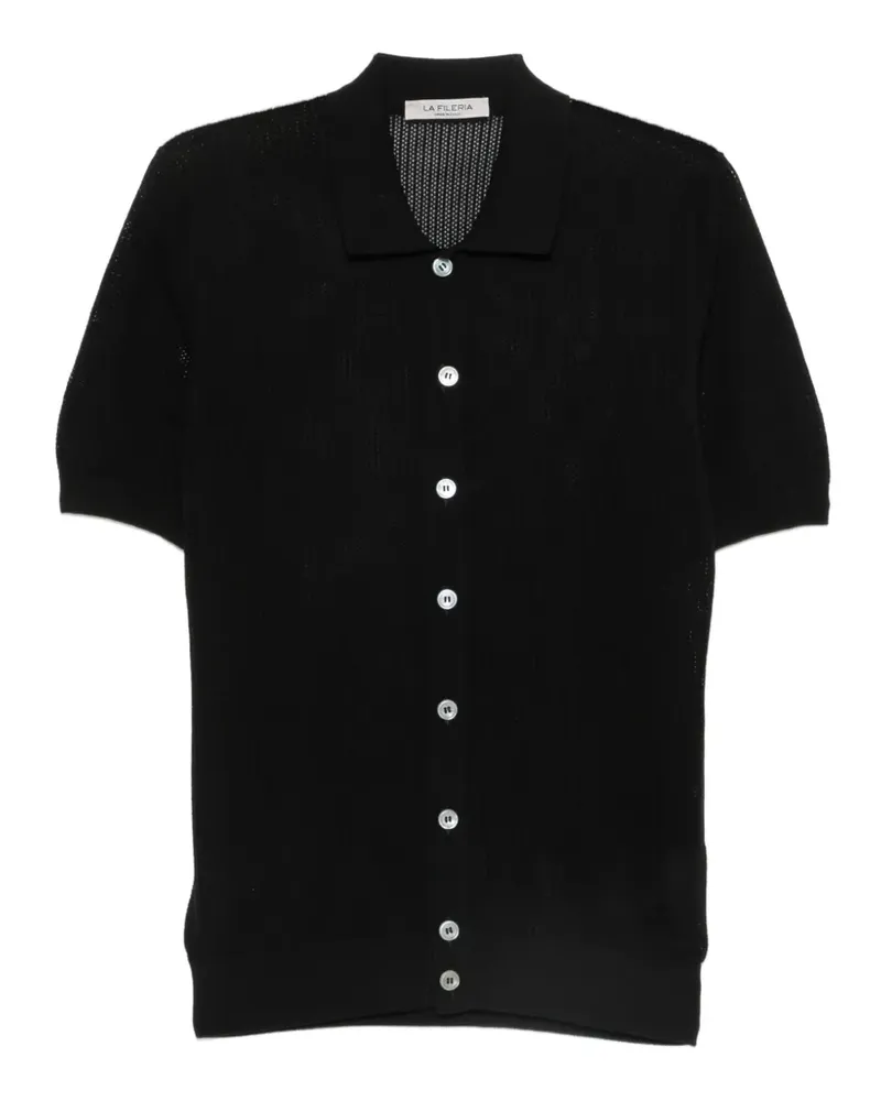 La Fileria perforated-knit short-sleeve shirt - Schwarz Schwarz