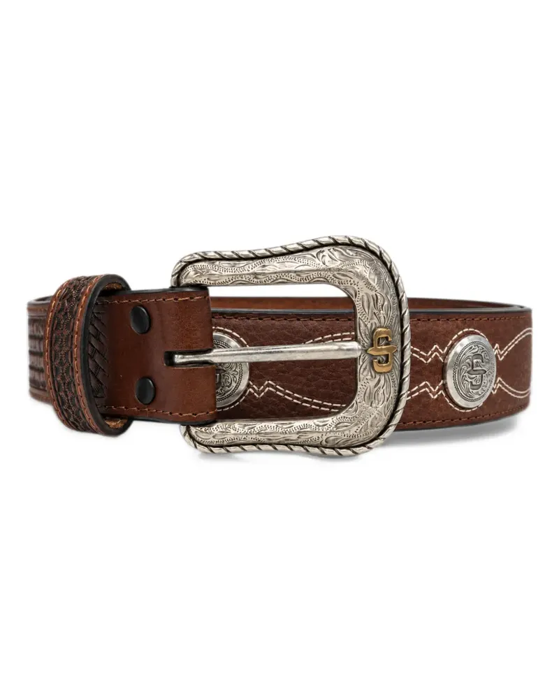 Stetson concho-embellished woven leather belt - Braun Braun