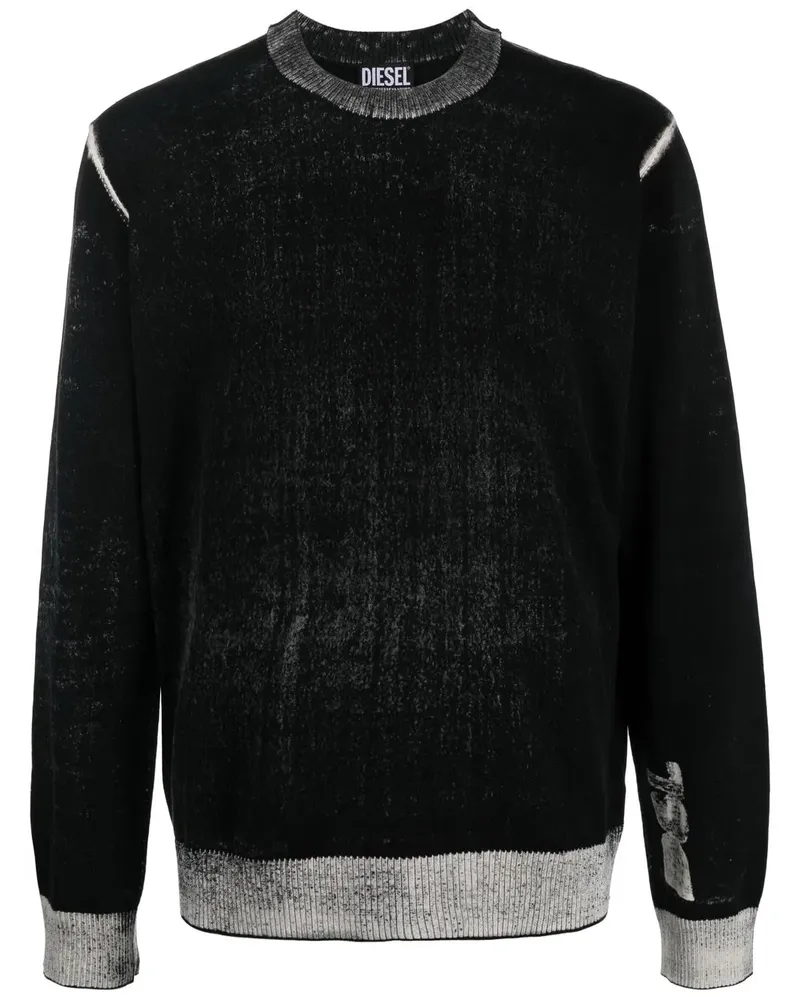 Diesel Pullover mit ausgeblichenem Effekt - Schwarz Schwarz