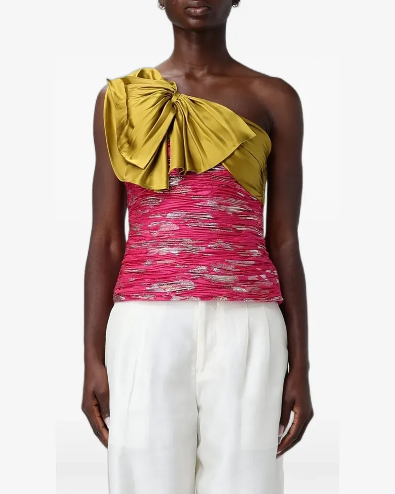 Valentino Garavani one-shoulder bow-detail top - Rosa Rosa